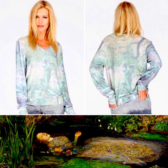 Wildfox Tops - Rare Wildfox Garden of Good and Evil Baggy Beach Jumper in Aqua Multi Size XS